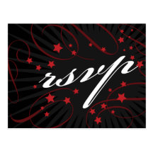Poster Style Red & Black DIY RSVP postcard