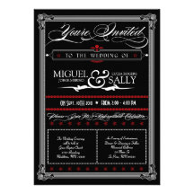 Poster Style Red & Black DIY Wedding Invitation