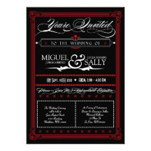 Poster Style Red & Black DIY Wedding Invitation