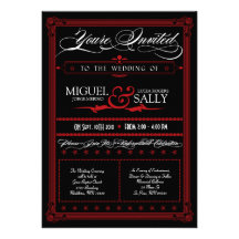 Poster Style Red & Black DIY Wedding Invitation
