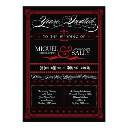 Poster Style Red & Black DIY Wedding Invitation