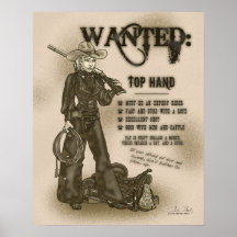 Poster superior de la vaquera de la mano