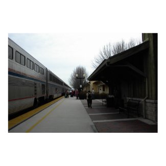 Poster: Train Leaving Paso Robles Station in Winte print