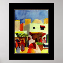 Poster Vintage Art August Macke Algiers Market