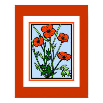Poster Vintage Art Orange Red Poppies posters