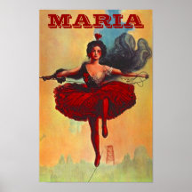 POSTER VINTAGE CIRCUS PRIMA DONNA HIGHWIRE ARTIST