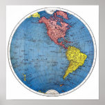 Poster:  Vintage map of the Western Hemisphere