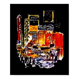 POSTER VINTAGE NEW YORK CITY THEATRE DISTRICT