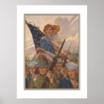 Poster with American WWII Propaganda Print