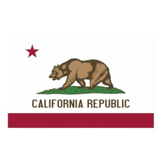 Poster with Flag of California, U.S.A.