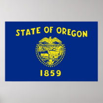 Poster with Flag of Oregon, U.S.A.