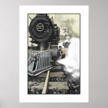 Poster with Vintage Railway Illustration
