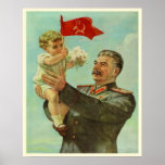 Poster with Vintage Stalin Propaganda Print