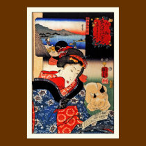 Poster: Woman with Cat - Japanese Art - Kuniyoshi posters
