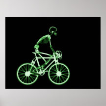 POSTER - X-RAY SKELETON BIKING BLACK GREEN