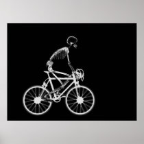 POSTER - X-RAY SKELETON BIKING BLACK GREY
