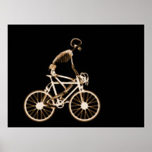 POSTER - X-RAY SKELETON BIKING BLACK ORANGE
