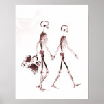 Poster- X-Ray Skeleton Couple Traveling Red