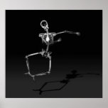 POSTER - X-RAY SKELETON JOY LEAP BLK B&W