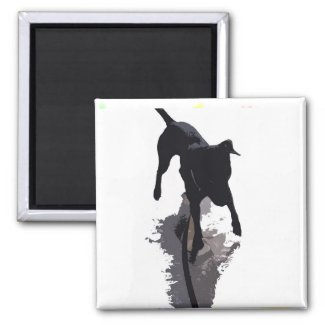 posterized dog and shadow fridge magnet