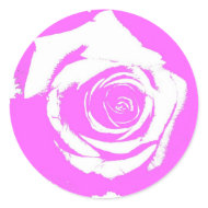 Posterized Pink colored single rose bloom sticker