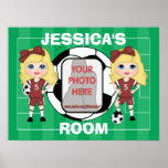 Posters adaptables del sitio del chica del fútbol 