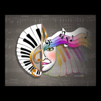 Posters & Fine Art: Music Mask posters by PopArtDiva Posters & Fine Art: Music Mask posters
