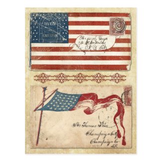Postmarked Civil War envelopes with the U.S. Flag Postcard