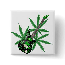 Pot leaf Guitar by Valxart Pinback Button