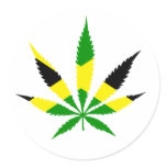 pot leaf jamaican flag round stickers