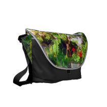 Pot of Geraniums Near Steps messenger bags