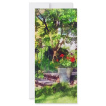 Pot of Geraniums Near Steps rack cards
