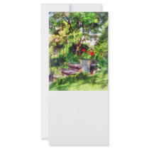 Pot of Geraniums Near Steps Customized Rack Card