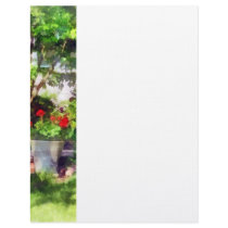 Pot of Geraniums Near Steps letterhead