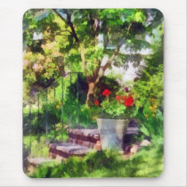 Pot of Geraniums Near Steps mousepads