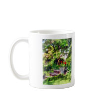 Pot of Geraniums Near Steps mugs