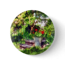 Pot of Geraniums Near Steps buttons