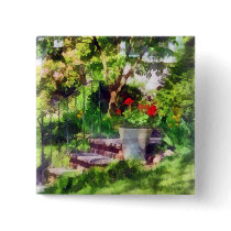 Pot of Geraniums Near Steps buttons