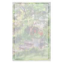 Pot of Geraniums Near Steps stationery