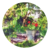 Pot of Geraniums Near Steps stickers
