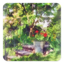 Pot of Geraniums Near Steps stickers