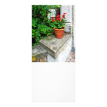 Pot of Geraniums on Stoop Personalized Rack Card