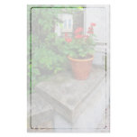 Pot of Geraniums on Stoop Customized Stationery