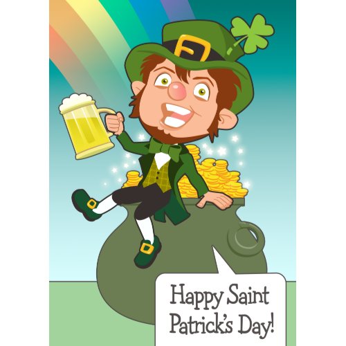 Pot of Gold & Beer Leprechaun card