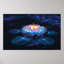 flower, lily, water, water lily, pandora, avatar, glowing, bloom, pond, luminescence, Poster with custom graphic design