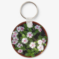 Pot Of Pink Flowers KeyChain by phoenix864 Pot Of Pink Flowers KeyChain