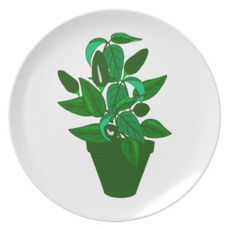 Pot with green themed plant party plate
