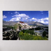 Potala Palace on mountain range from aher Print