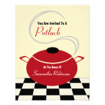 Potluck Invite - Black White & Red Kitchen