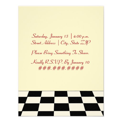 Potluck Invite - Black White & Red Kitchen